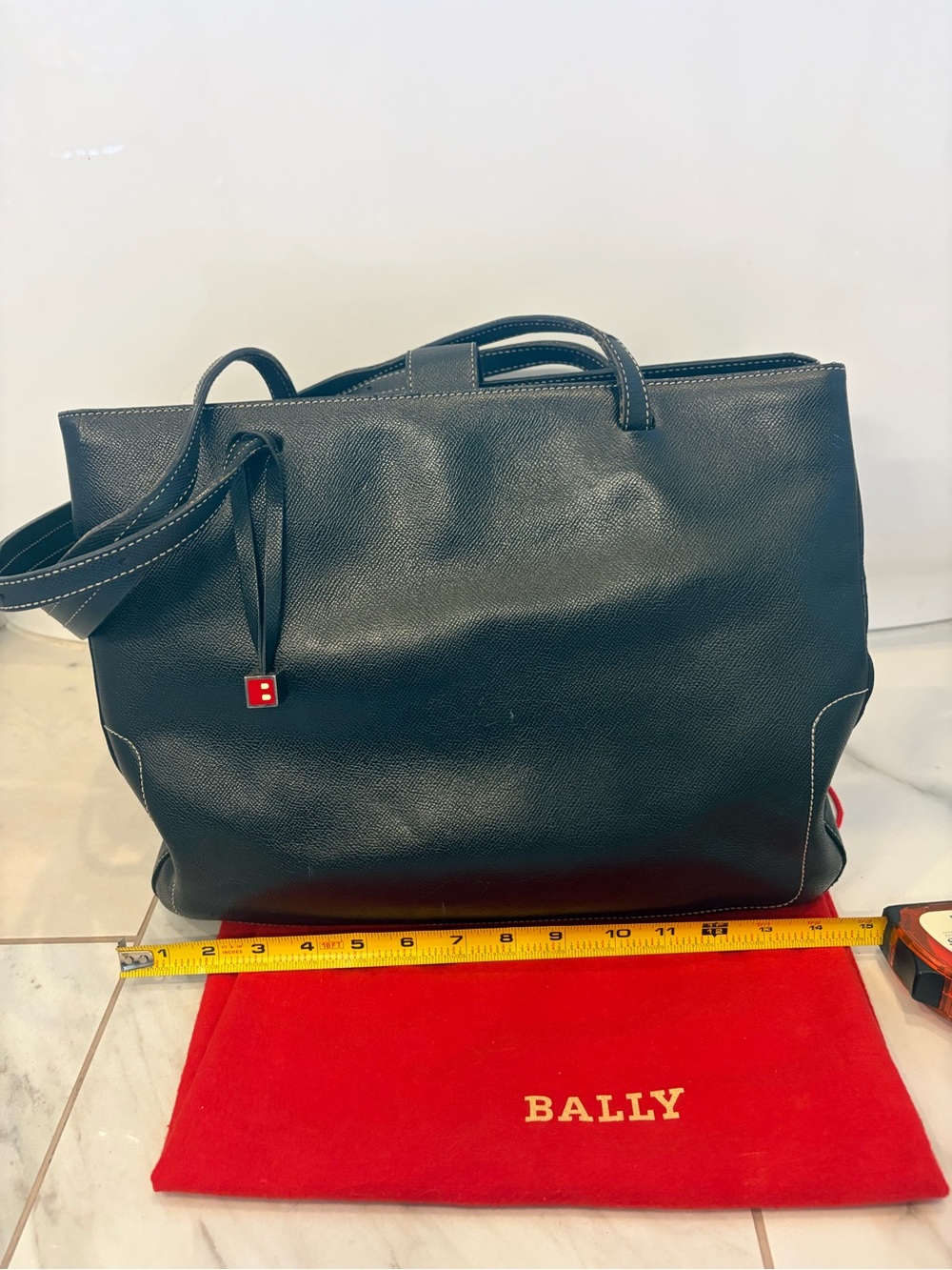 Bally Switzerland Black Embossed Leather Tote Bag Italy - Picture 6 of 11